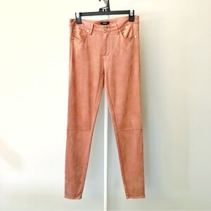 RUDSAK Dusty Rose Suede Texture Minimalist Skinny Pencil Trousers Pants. Medium.